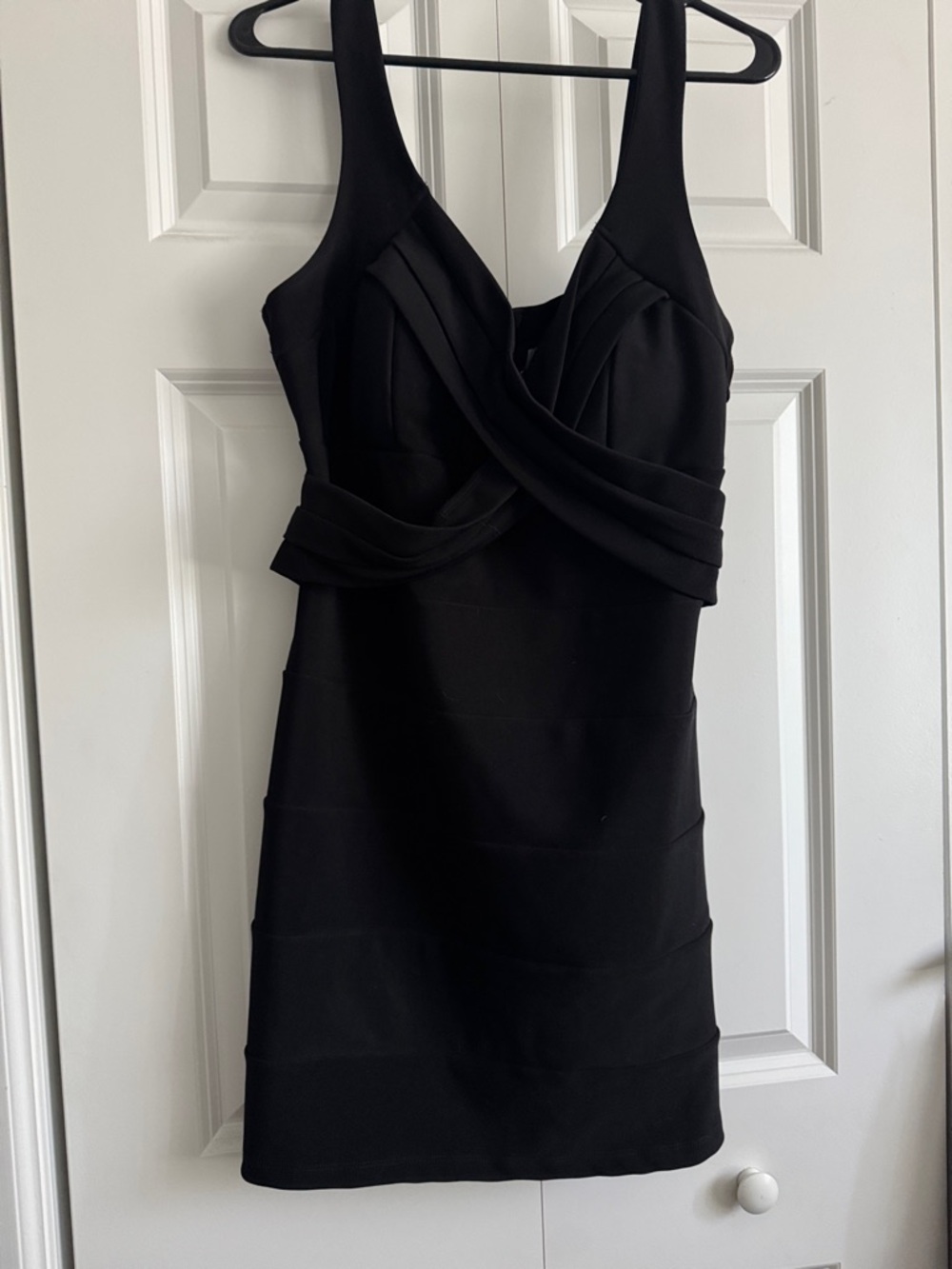 Emerald Sundae Black Twist-Waist Mini Dress